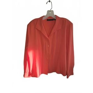 Impressions Coral Button-Up Blouse
